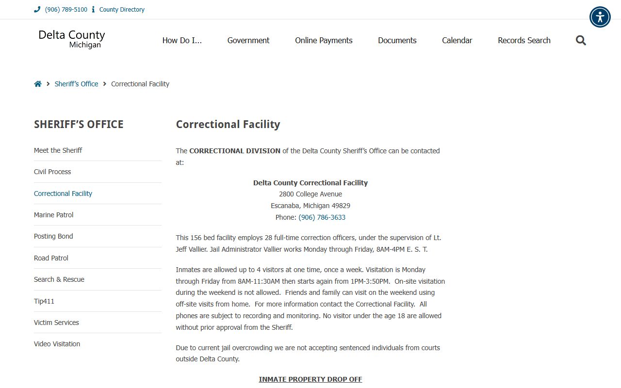Delta County inmate population correctional facility page