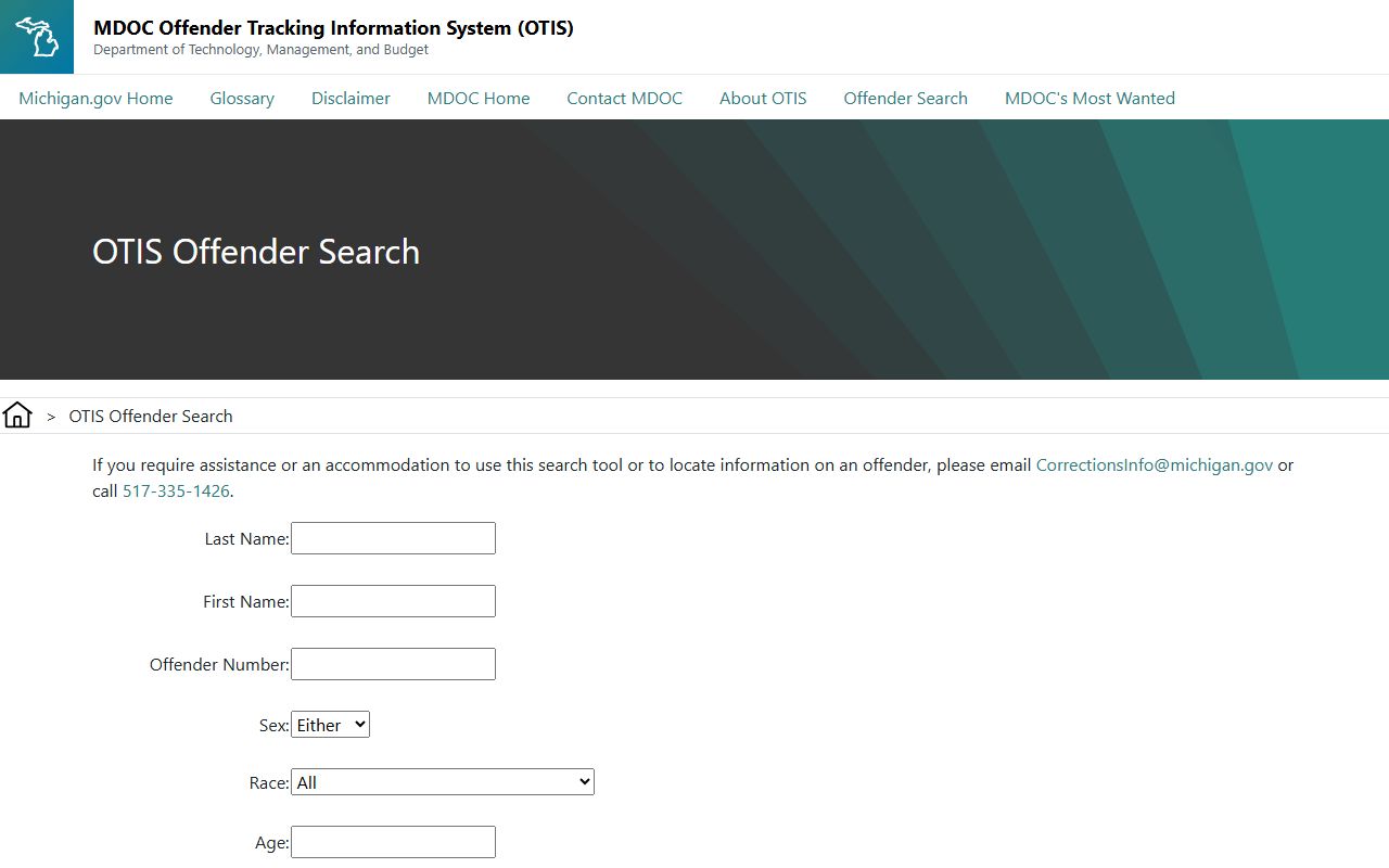 Delta County inmate population MDOC OTIS search page