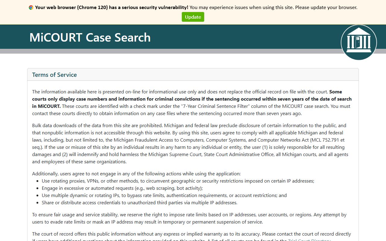 Delta County court records after jail arrest MiCOURT case search